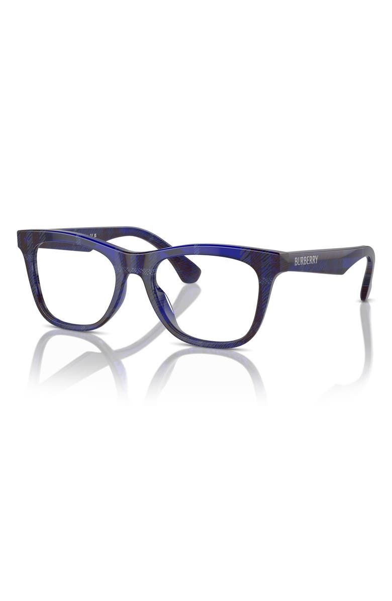 Burberry 47mm Square Optical Glasses, Alternate, color, Check Blue / Demo Lens
