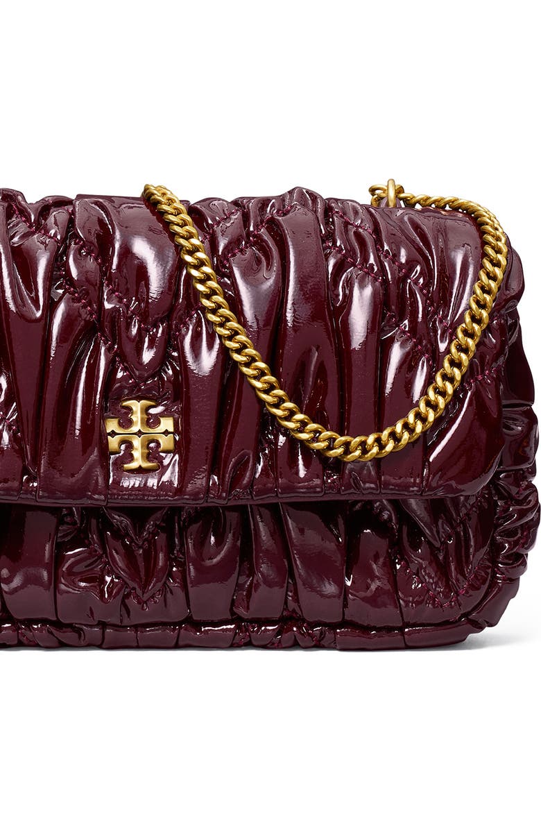 Tory Burch Mini Kira Ruched Patent Leather Shoulder Bag, Alternate, color,