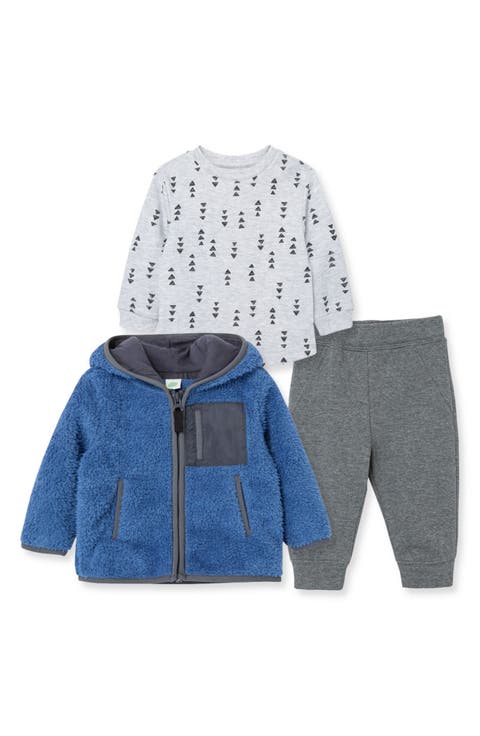 Kids' Faux Fur Jacket, Shirt & Joggers Set