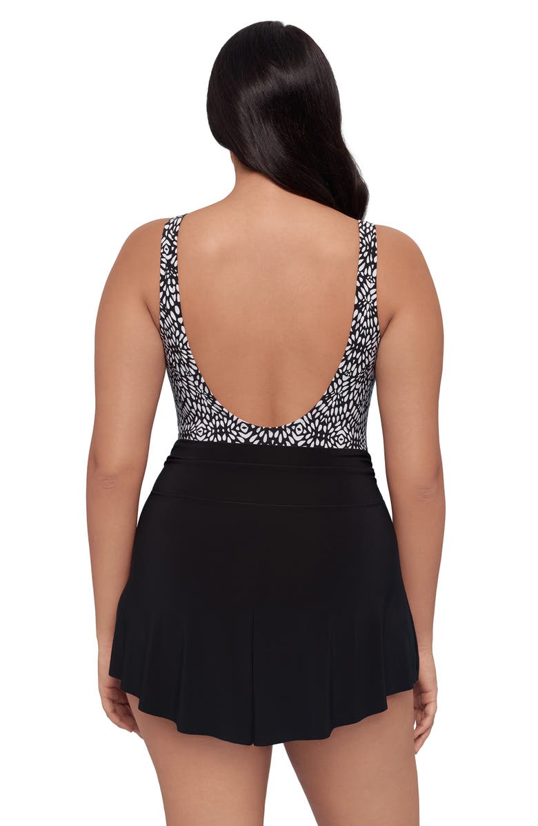 Trimshaper Rebecca Surplice Plus Size Swim Romper with Pockets, Alternate, color, Balinese Block