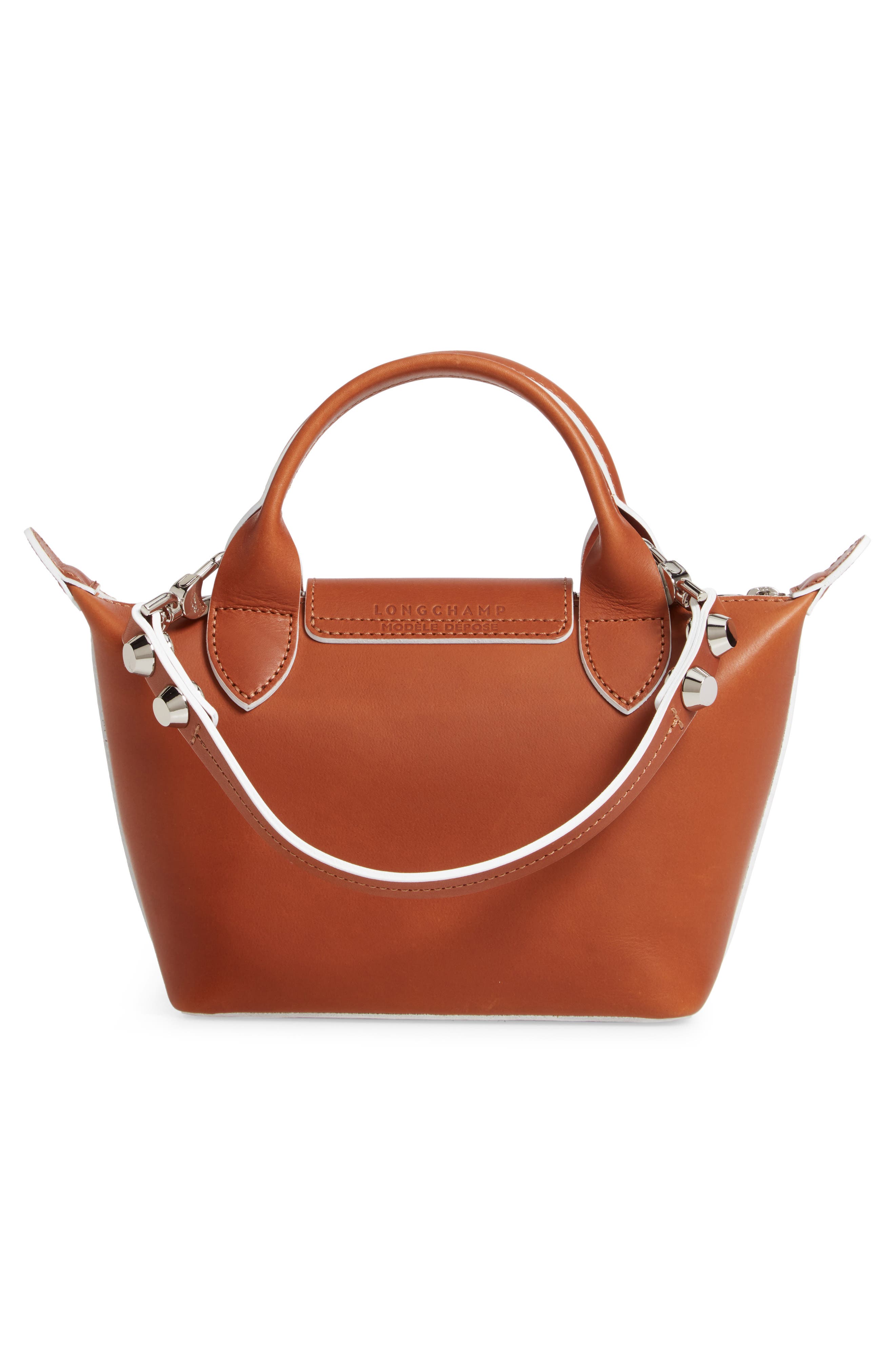 La Pliage Cuir Small Leather Top Handle Bag, Alternate, color, COGNAC