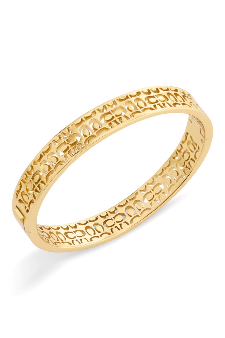 Quilted C Cutout Bangle, Alternate, color, SHINY GOLD