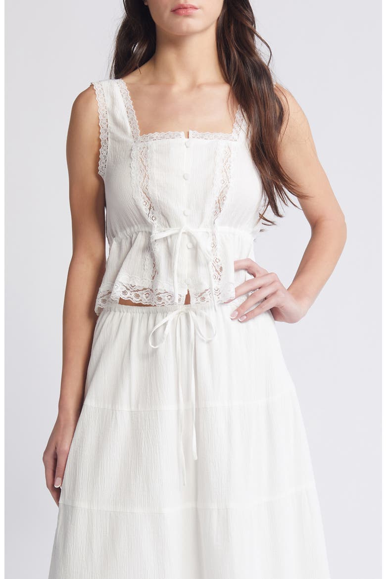 Emily Lace Tie Waist Crop Tank, Main, color, SNOW WHITE