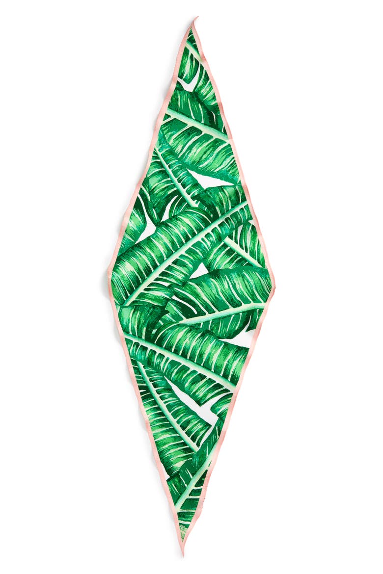 Palm Silk Scarf, Alternate, color, LEAF GREEN