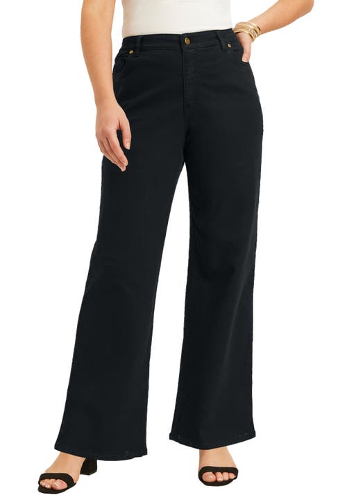June + Vie Curvie Fit Wide-leg Jeans In Black