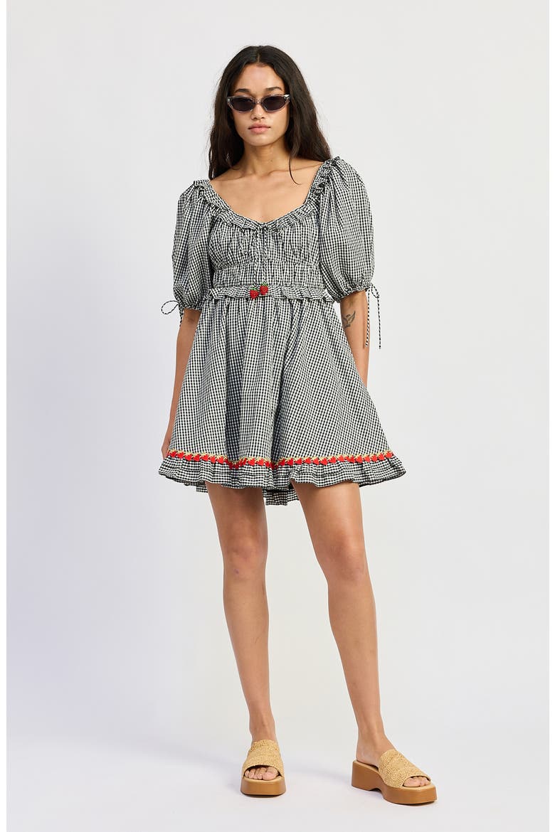 Emmie Babydoll Minidress, Alternate, color, BLACK WHITE