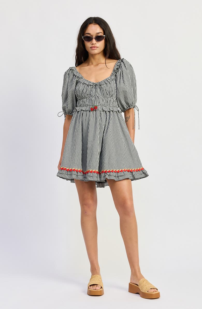 JACQUIE THE LABEL Emmie Babydoll Minidress, Alternate, color, Black White