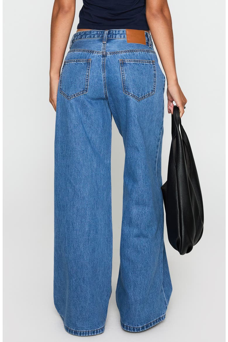 Supercut Pleated Wide Leg Jeans, Alternate, color, MID BLUE