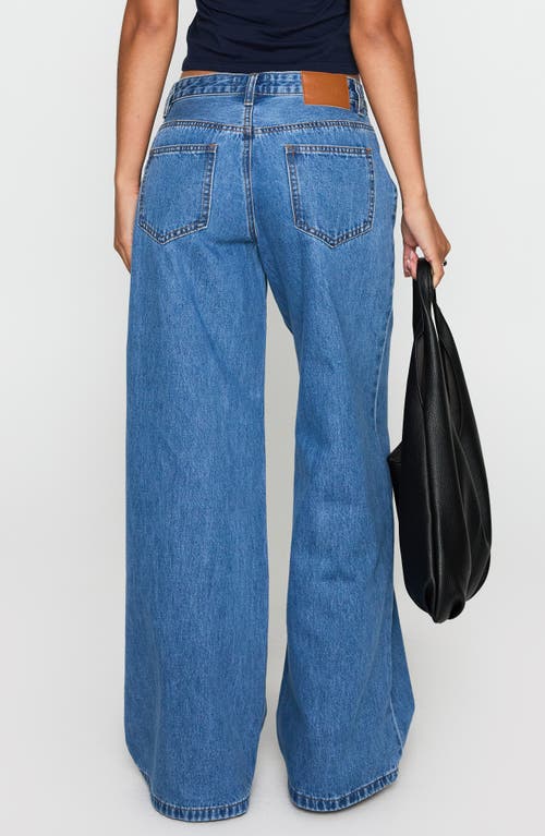 Princess Polly Supercut Pleated Wide Leg Jeans In Blue