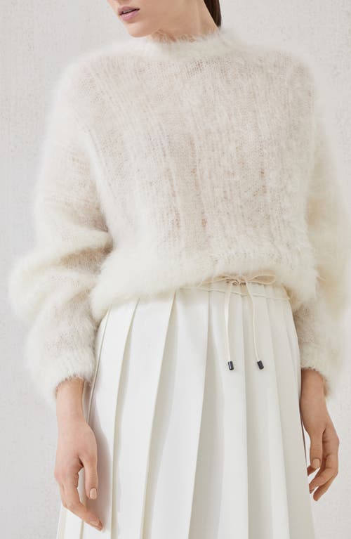 Brunello Cucinelli Techno Virgin Wool Canvas Pleated Track Skirt In White