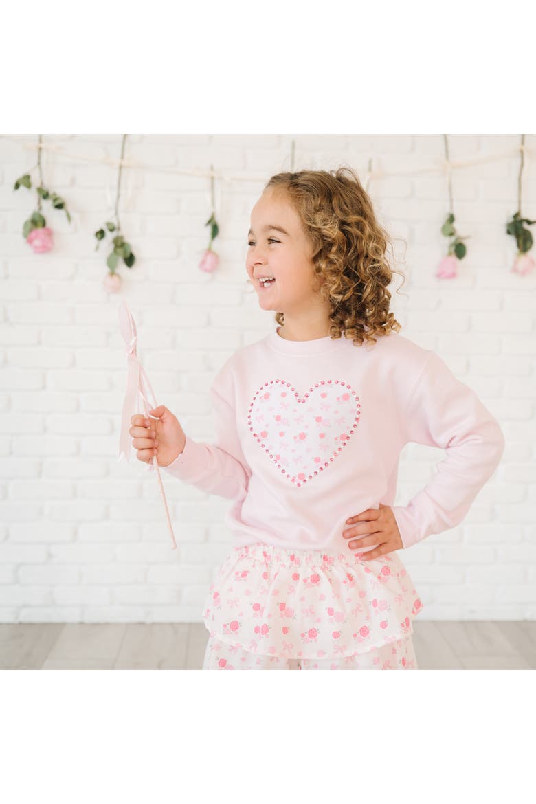 Dainty Rose Pearl Heart Patch Sweatshirt, Alternate, color, Ballet Pink