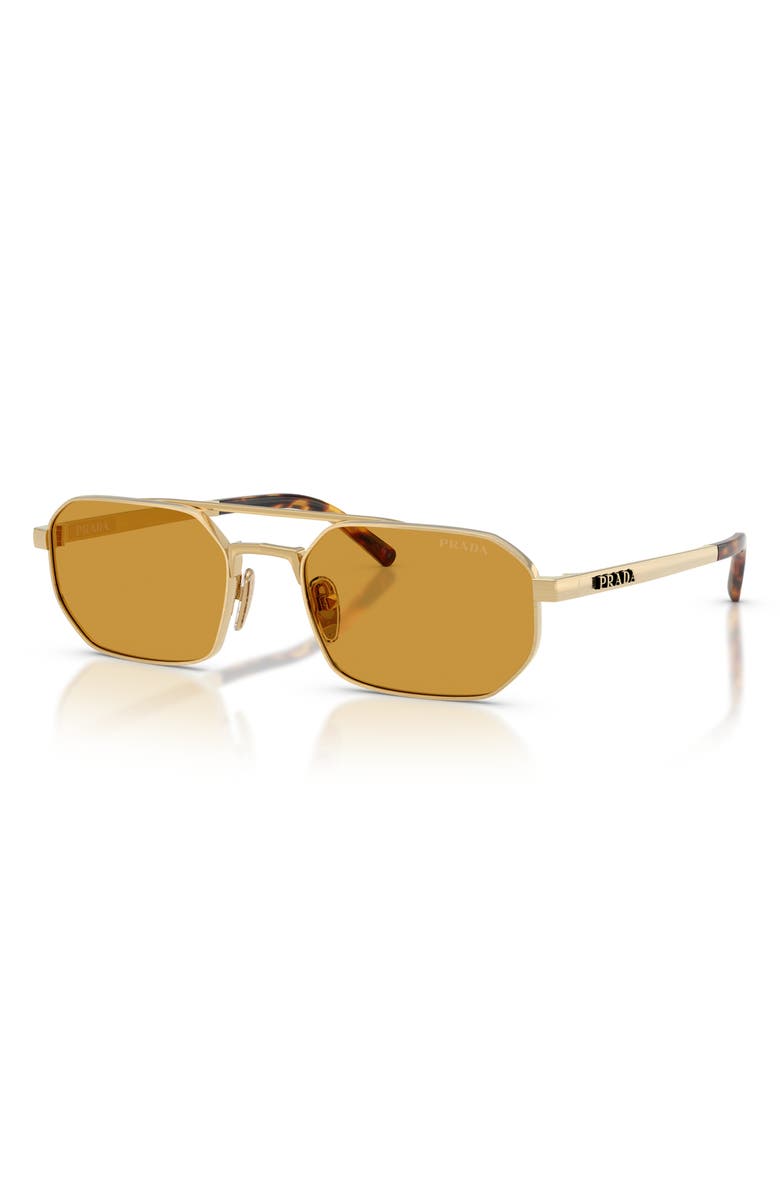 Prada 55mm Irregular Sunglasses, Alternate, color, Gold/ Dark Honey