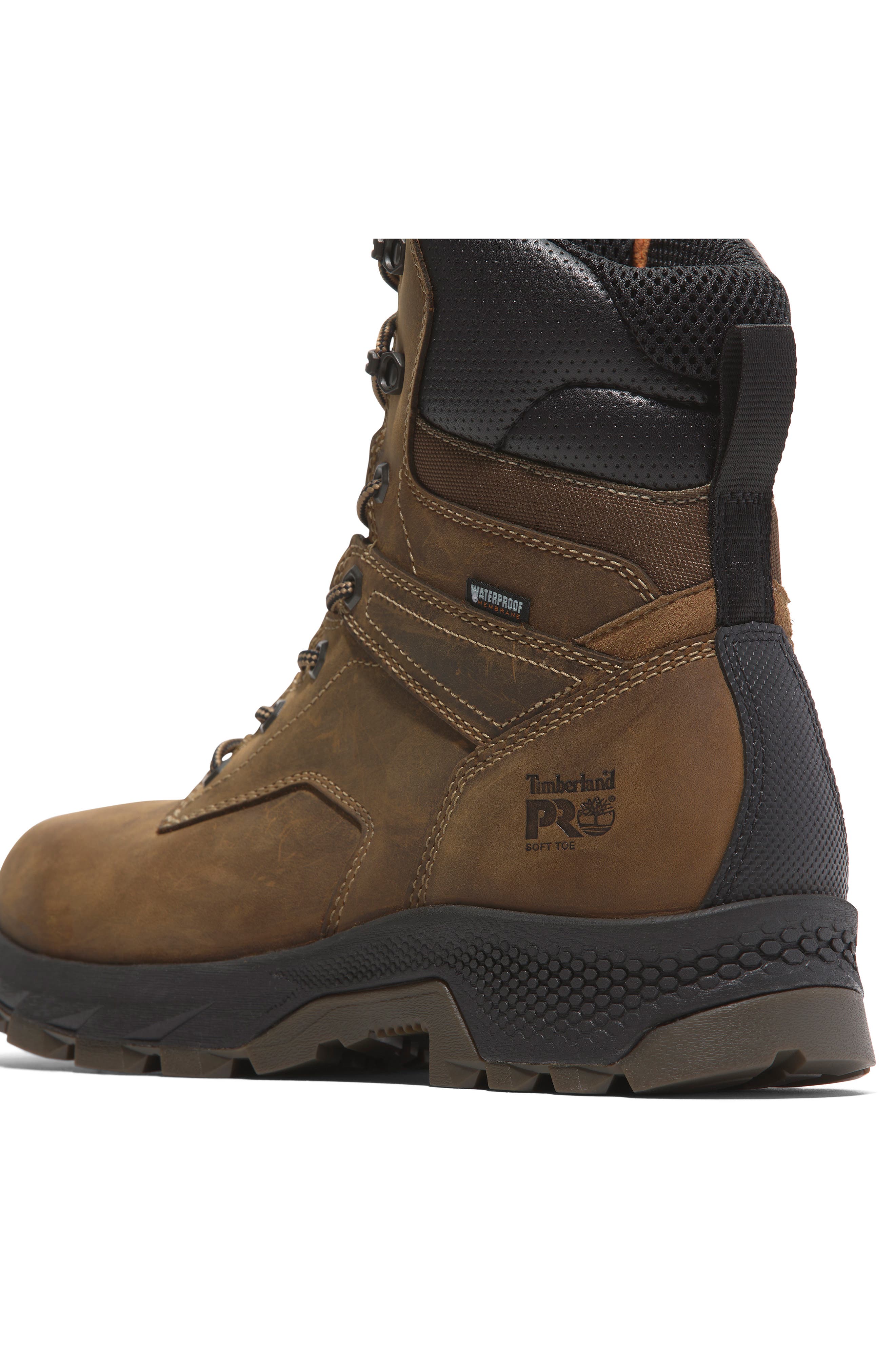 Timberland TiTAN EV 8" Soft-Toe Waterproof Work Boot, Alternate, color, Medium Brown Full Grain