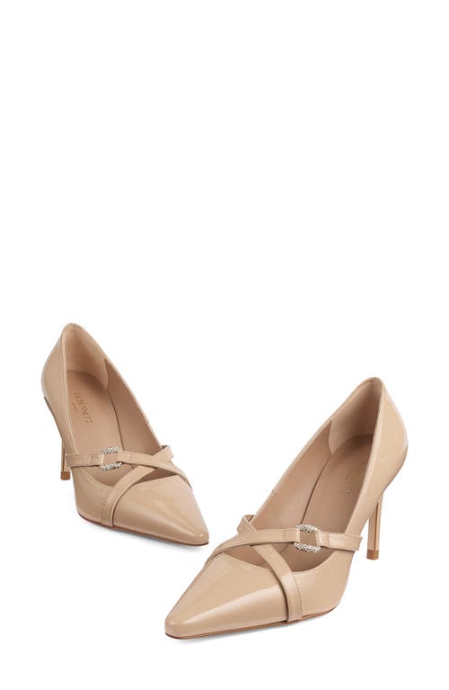Lk Bennett Christie Crystal Buckle Pointed Toe Pump In Neutral