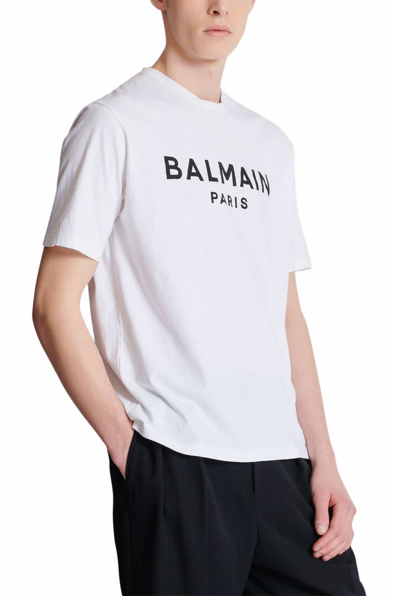T-Shirt With Balmain Paris Print, Alternate, color, White
