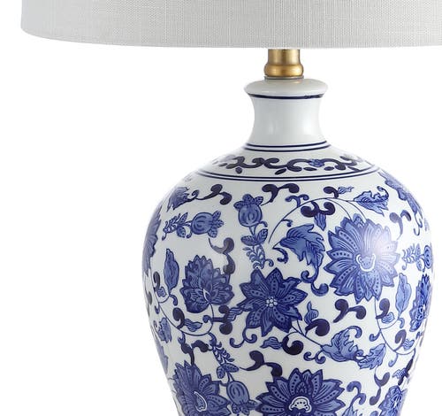 Jonathan Y Jennifer 25.75" Ceramic/metal Led Table Lamp In Blue/white