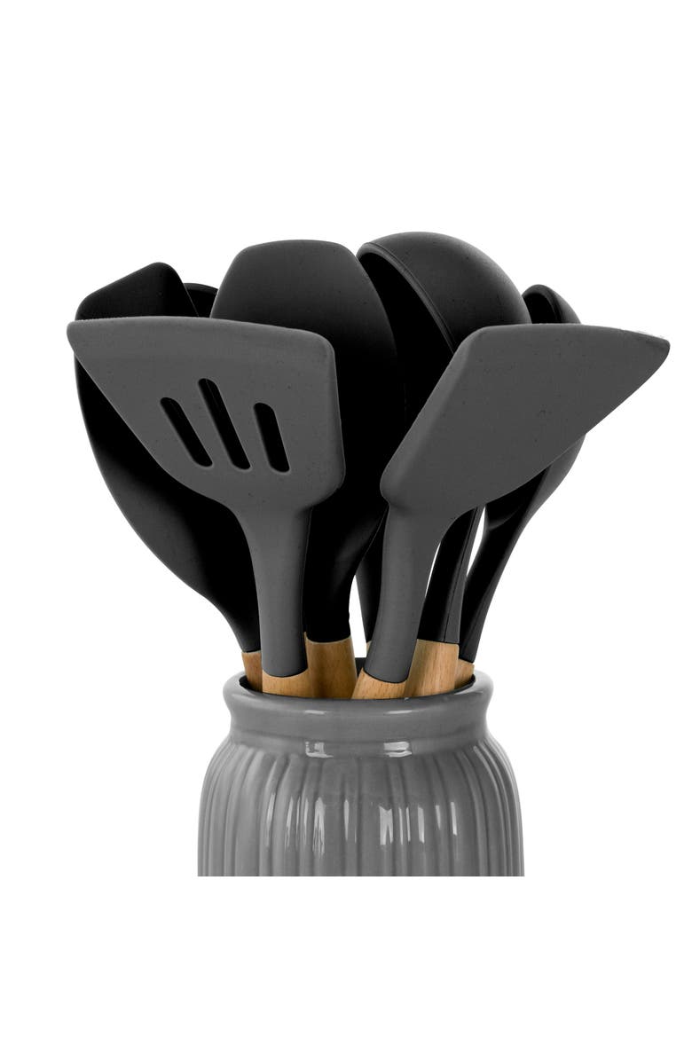 Megachef Silicone and Wood Cooking Utensils, Set of 9, Alternate, color, Gray