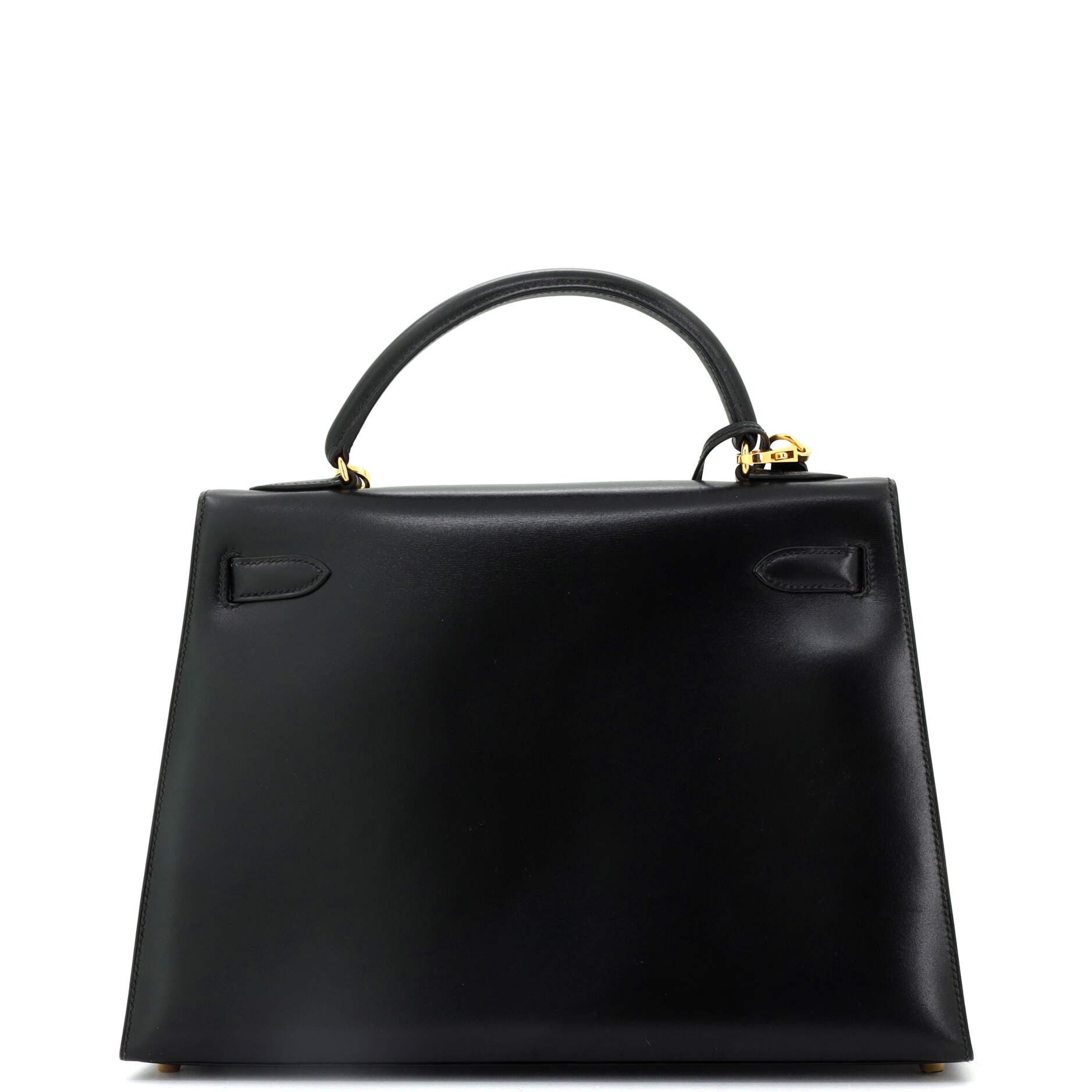 Pre-Owned Hermes Kelly Handbag Black Box Calf with Gold Hardware 32, Alternate, color, 