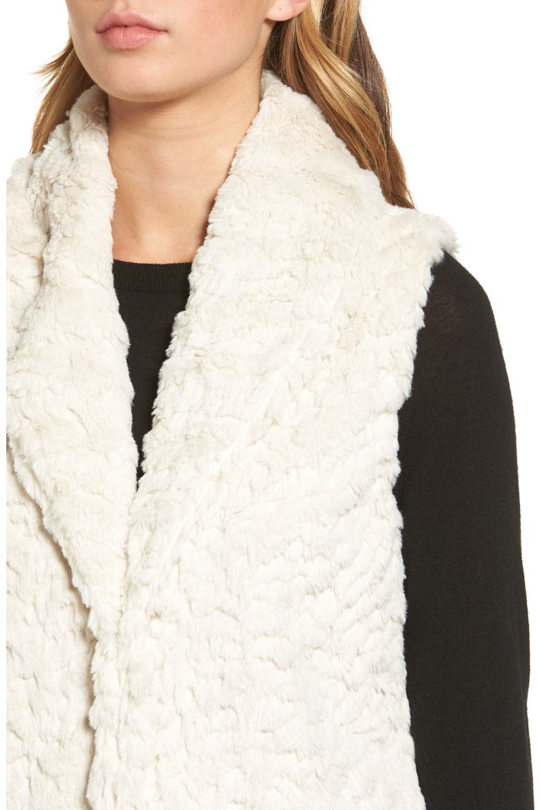 Silky Faux Fur Shawl Collar Vest, Alternate, color, WHITE