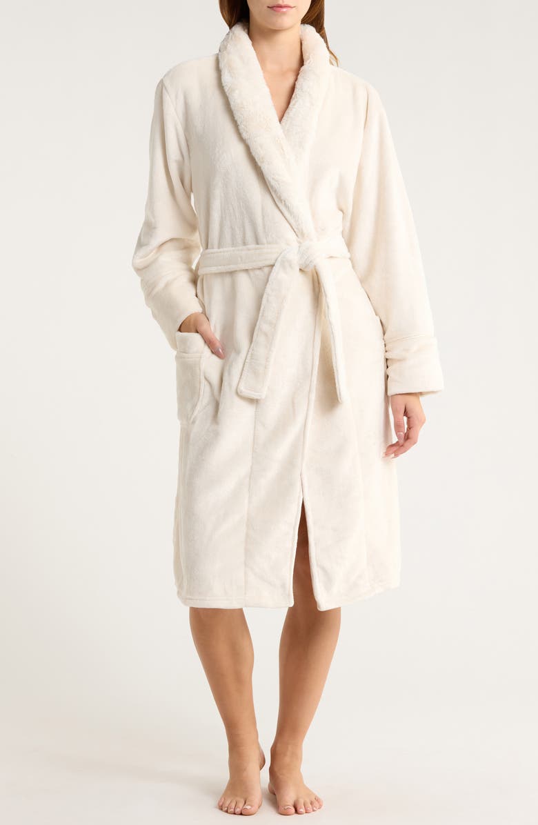 PJ Salvage Plush Brushed Robe, Main, color, Natural