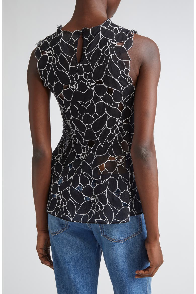 Ali Embroidered Cutout Sleeveless Top, Alternate, color, NOIR
