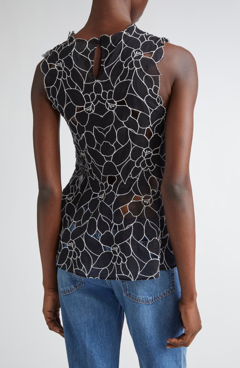 Ulla Johnson Ali Embroidered Cutout Sleeveless Top, Alternate, color, Noir