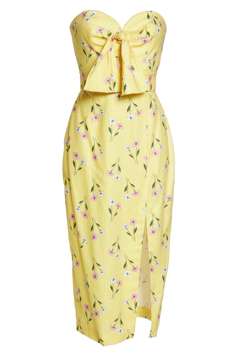 Limoncello Strapless Midi Dress, Alternate, color, YELLOW FLORAL