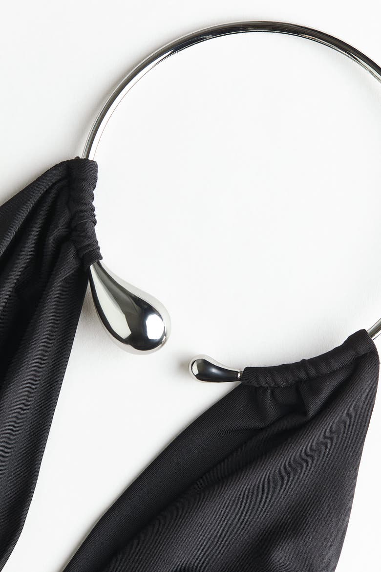 Draped Halterneck Dress, Alternate, color, Black