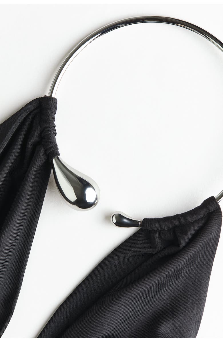 H&M Draped Halterneck Dress, Alternate, color, Black