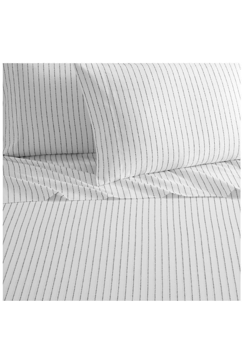 Karley Dotted Stripe Sheet Set - Twin, Alternate, color, CHARCOAL