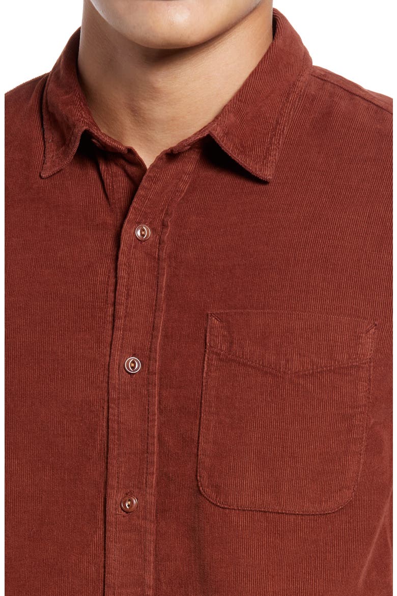 Colton Corduroy Button-Up Shirt, Alternate, color, FIRED COPPER
