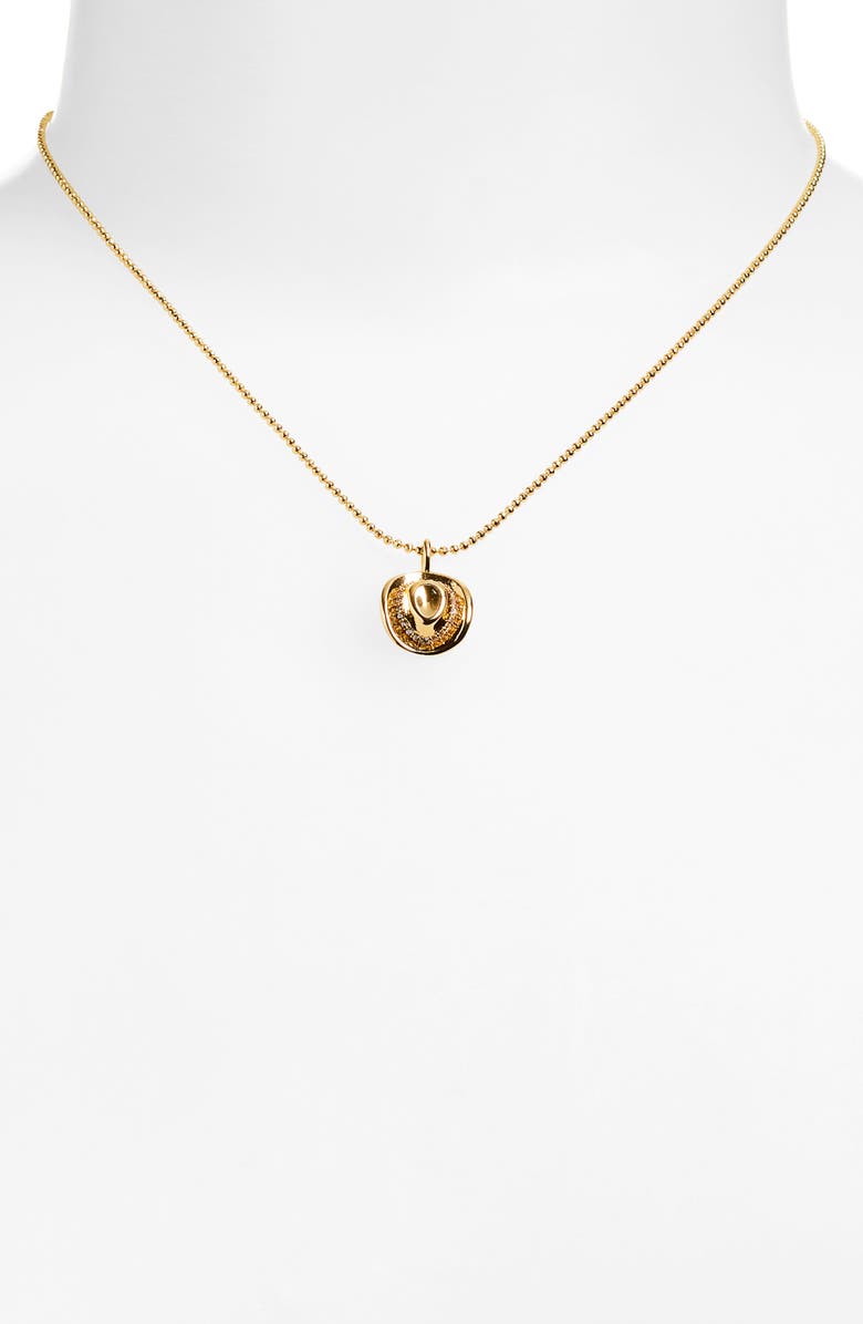 Leith CZ Cowboy Hat Pendant Necklace, Alternate, color, Clear- Gold