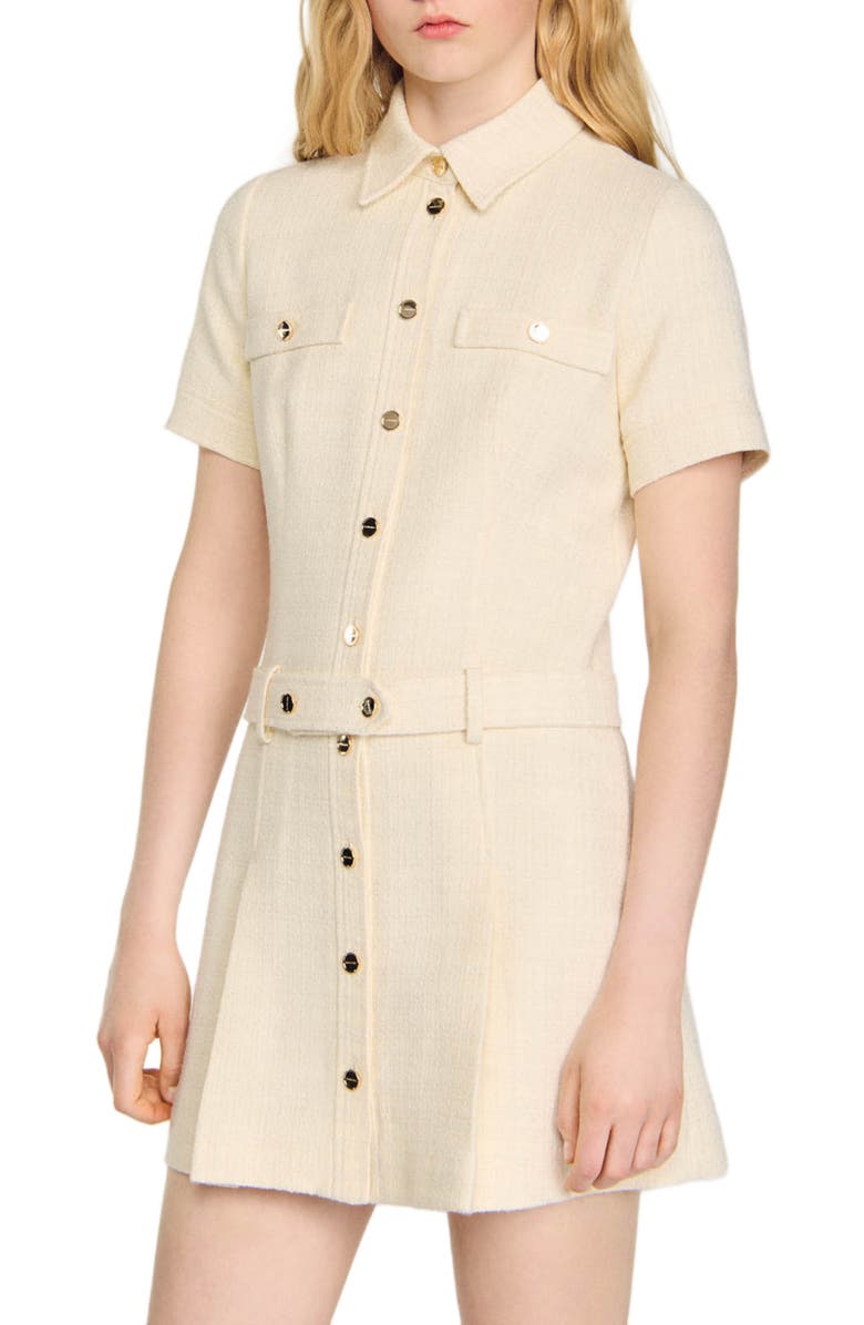 SANDRO Short tweed dress, Alternate, color,