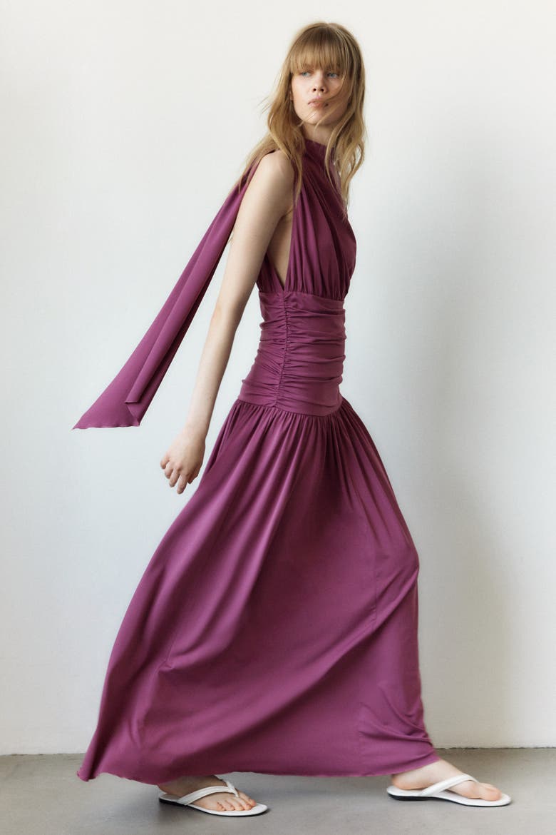 Draped Jersey Dress, Alternate, color, Purple