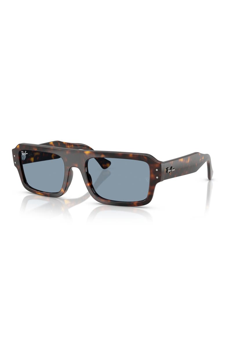 56mm Rectangular Sunglasses, Alternate, color, HAVANA / BLUE