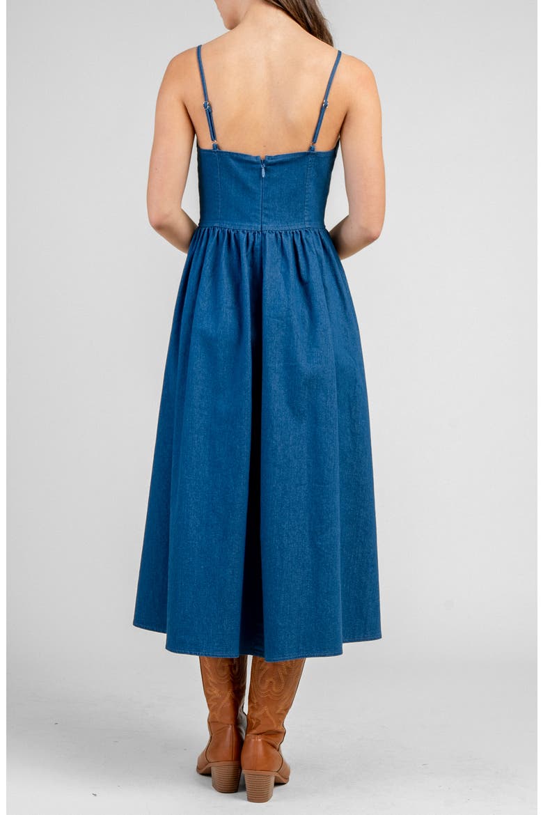 Tie Denim Midi Dress, Alternate, color, DENIM