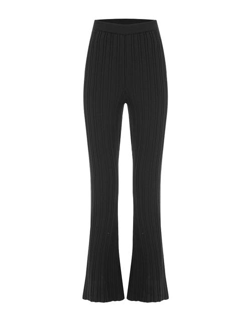 Theo The Label Gaia Grommet Belt Cropped Boot Pant In Black