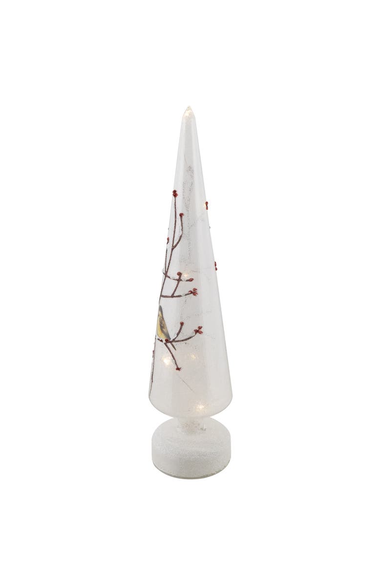 Northlight LED Lighted Birds on Branches Frosted Glass Cone Christmas TreeDecoration - 16", Alternate, color, White