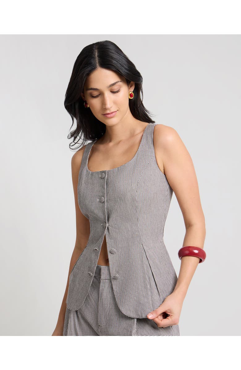 Onia Peplum Vest, Alternate, color, Brown/White