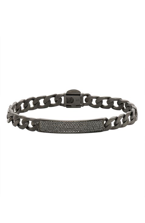 Black Spinel Geometric Link Bracelet in Sterling Silver
