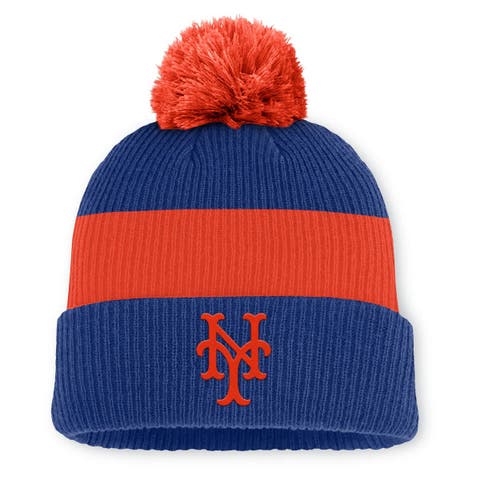 Men's Nike Royal/Orange New York Mets Cooperstown Collection Peak Standard Cuffed Knit Hat with Pom