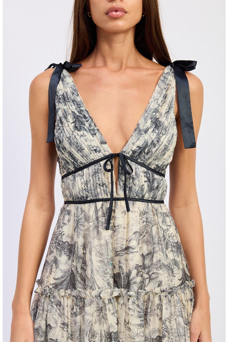 Holly Toile Print Midi Dress, Alternate, color, WHITE SLATE BLUE