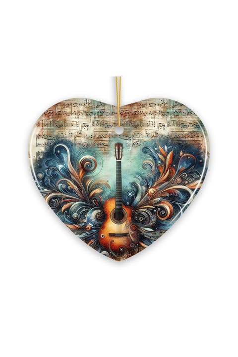 Guitar And Sheet Music Heart Ornament
