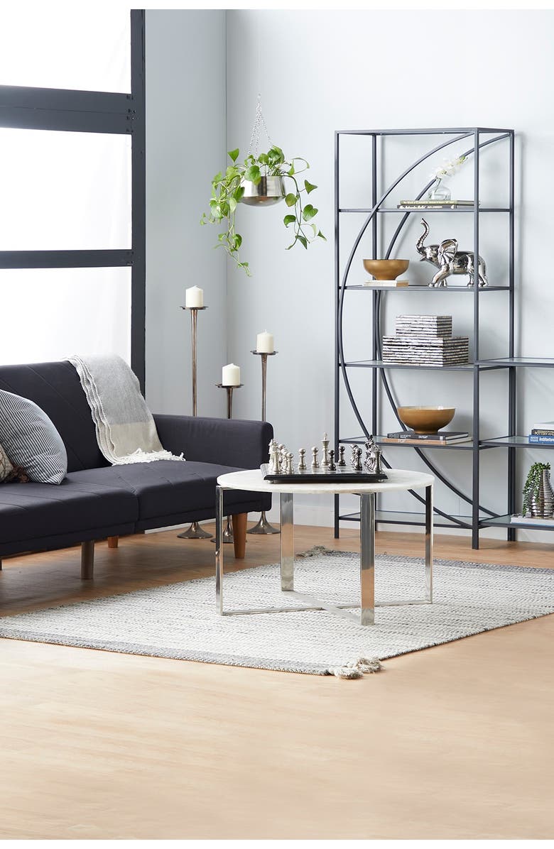 WILLOW ROW Silvertone Porcelain Abstract Sculpture with Black Base, Alternate, color, Silver