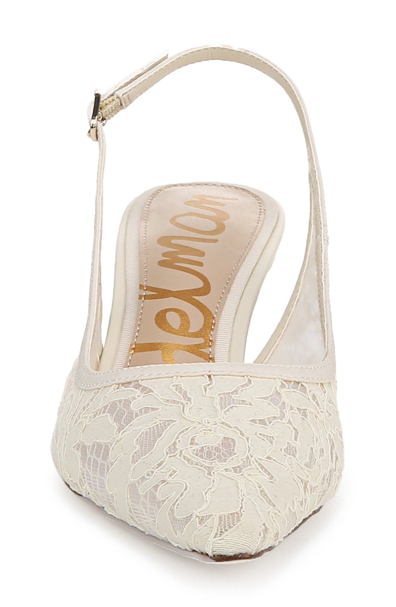 Sam Edelman Bianka Slingback Mesh Pointed Toe Pump, Alternate, color, Ivory