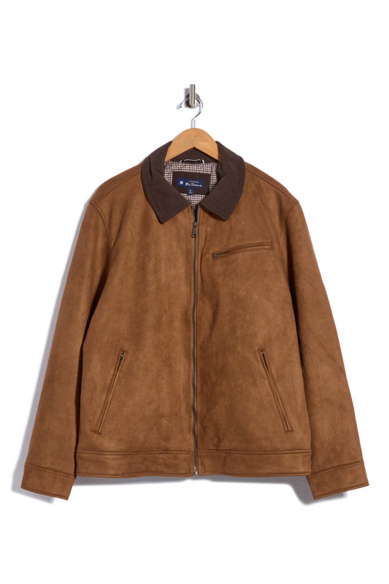 Faux Suede Jacket, Main, color, CHIPMINK