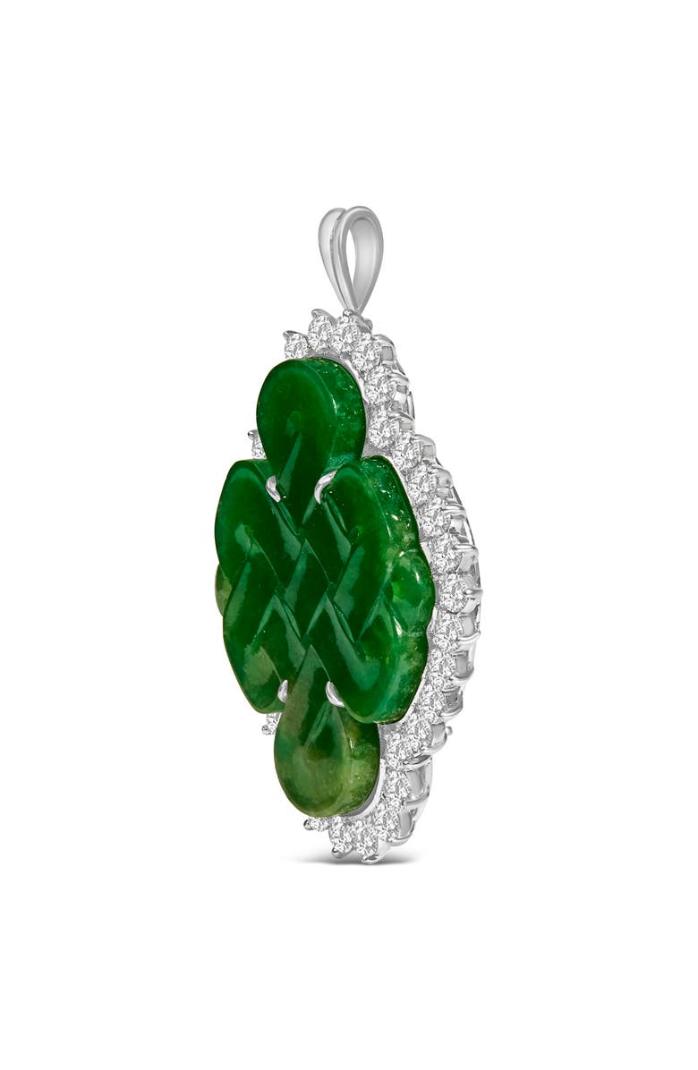Haus of Brilliance 18K White Gold 2.00 Cttw Diamond Halo and Jade Shield Brooch Pin and Pendant, Alternate, color, White