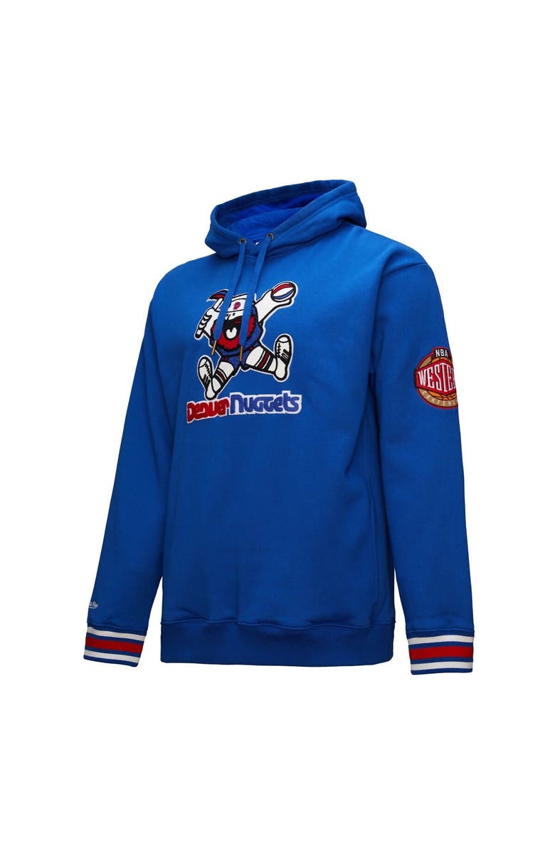 Mitchell & Ness Men's Mitchell & Ness Blue Denver Nuggets Chainstitch Applique Vintage Heavyweight Pullover Hoodie, Alternate, color, 