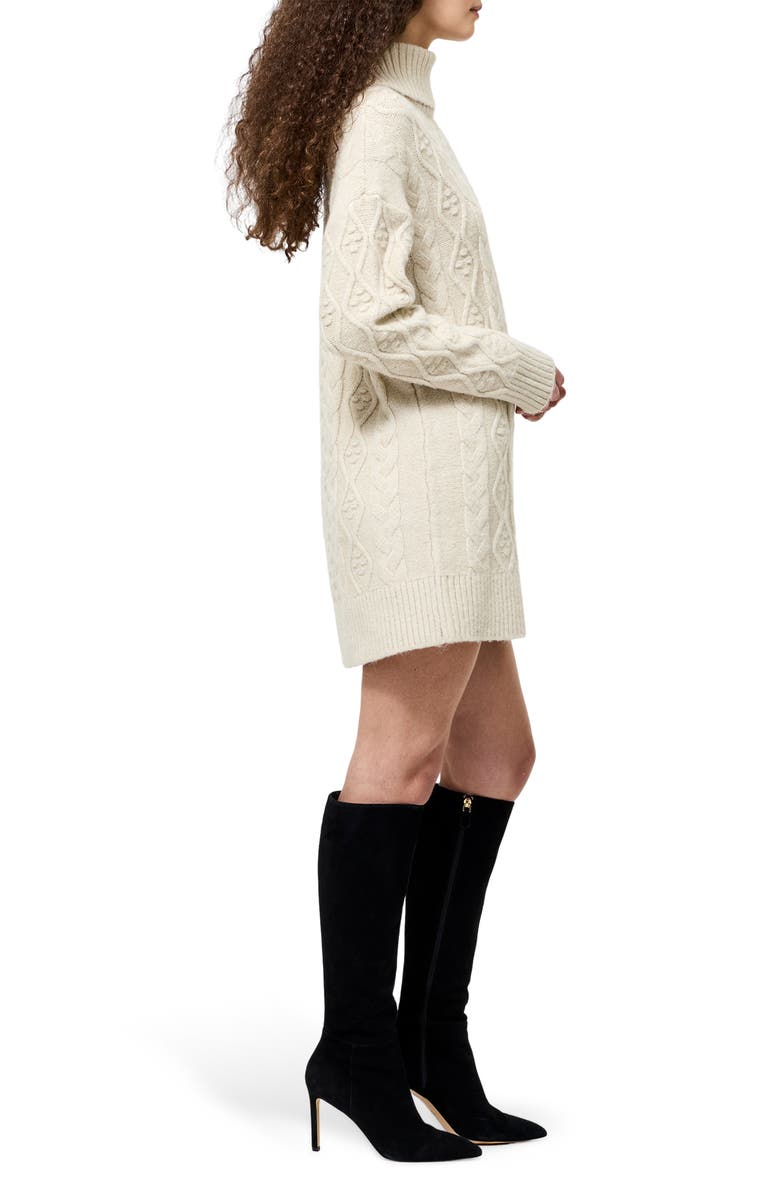 French Connection Makira Long Sleeve Cable Stitch Sweater Dress, Alternate, color, Oatmeal Mel