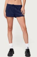 EDIKTED Malibu Raw Hem Low Rise French Terry Shorts